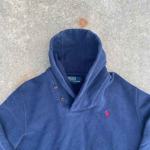 Men's Polo Ralph Lauren Shawl Neck Pullover Sweater - Heathered Oatmeal - M - Picture 4 of 5